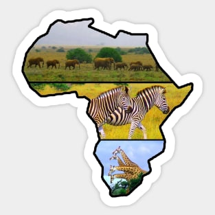 African Wildlife Continent Collage Sticker